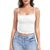 imageYEOREO Jillce Womens Ribbed Lace Cami Square Neck Tank Top Sexy Sleeveless Button Y2K Going Out Camisoles Strap Summer TopsWhite