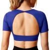 imageYEOREO Ultimate Crop Tops for Women Open Back Short Sleeve Top Backless Tops Padded Workout T Shirt TopBlue