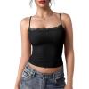 imageYEOREO Women Lace Tank Top Slim Fit Cami Sexy Sleeveless Y2K Going Out Camisoles Strap Basic TopsBlack