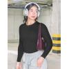imageYEOREO Long Sleeve Shirts for Women y2k Tops Double Lined Basic Tee Crew Neck Going Out Sweeney Workout UndershirtBlack