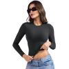 imageYEOREO Long Sleeve Shirts for Women y2k Tops Double Lined Basic Tee Crew Neck Going Out Sweeney Workout UndershirtBlack