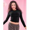imageYEOREO Long Sleeve Shirts for Women y2k Tops Double Lined Basic Tee Crew Neck Going Out Sweeney Workout UndershirtBlack