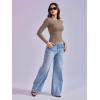 imageYEOREO Long Sleeve Shirts for Women y2k Tops Double Lined Basic Tee Crew Neck Going Out Sweeney Workout UndershirtBrown