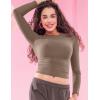 imageYEOREO Long Sleeve Shirts for Women y2k Tops Double Lined Basic Tee Crew Neck Going Out Sweeney Workout UndershirtBrown