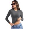 imageYEOREO Long Sleeve Shirts for Women y2k Tops Double Lined Basic Tee Crew Neck Going Out Sweeney Workout UndershirtCoal