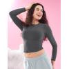 imageYEOREO Long Sleeve Shirts for Women y2k Tops Double Lined Basic Tee Crew Neck Going Out Sweeney Workout UndershirtCoal