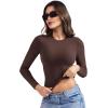 imageYEOREO Long Sleeve Shirts for Women y2k Tops Double Lined Basic Tee Crew Neck Going Out Sweeney Workout UndershirtCoffee