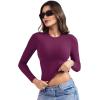 imageYEOREO Long Sleeve Shirts for Women y2k Tops Double Lined Basic Tee Crew Neck Going Out Sweeney Workout UndershirtDeep Berry