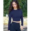 imageYEOREO Long Sleeve Shirts for Women y2k Tops Double Lined Basic Tee Crew Neck Going Out Sweeney Workout UndershirtDeep Blue