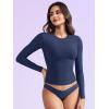 imageYEOREO Long Sleeve Shirts for Women y2k Tops Double Lined Basic Tee Crew Neck Going Out Sweeney Workout UndershirtDeep Blue