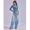 imageYEOREO Long Sleeve Shirts for Women y2k Tops Double Lined Basic Tee Crew Neck Going Out Sweeney Workout UndershirtHaze Blue