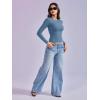 imageYEOREO Long Sleeve Shirts for Women y2k Tops Double Lined Basic Tee Crew Neck Going Out Sweeney Workout UndershirtHaze Blue