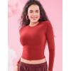 imageYEOREO Long Sleeve Shirts for Women y2k Tops Double Lined Basic Tee Crew Neck Going Out Sweeney Workout UndershirtRed