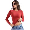 imageYEOREO Long Sleeve Shirts for Women y2k Tops Double Lined Basic Tee Crew Neck Going Out Sweeney Workout UndershirtRed