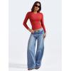 imageYEOREO Long Sleeve Shirts for Women y2k Tops Double Lined Basic Tee Crew Neck Going Out Sweeney Workout UndershirtRed