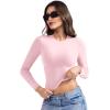 imageYEOREO Long Sleeve Shirts for Women y2k Tops Double Lined Basic Tee Crew Neck Going Out Sweeney Workout UndershirtSakura Pink