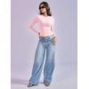 imageYEOREO Long Sleeve Shirts for Women y2k Tops Double Lined Basic Tee Crew Neck Going Out Sweeney Workout UndershirtSakura Pink