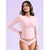 imageYEOREO Long Sleeve Shirts for Women y2k Tops Double Lined Basic Tee Crew Neck Going Out Sweeney Workout UndershirtSakura Pink