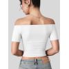 imageYEOREO Luzlie Womens TShirts Off Shoulder Double Lined Fit Basic Going Out Cute Tee Short Sleeve Y2K Crop TopsWhite