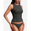 imageYEOREO Women Basic Mock Neck Workout Crop Top Sleeveless Double Lined Tank Tee Slim Fitted Ruched Going Out CamisoleAsh