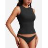 imageYEOREO Women Basic Mock Neck Workout Crop Top Sleeveless Double Lined Tank Tee Slim Fitted Ruched Going Out CamisoleBlack