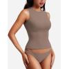 imageYEOREO Women Basic Mock Neck Workout Crop Top Sleeveless Double Lined Tank Tee Slim Fitted Ruched Going Out CamisoleBrown