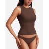 imageYEOREO Women Basic Mock Neck Workout Crop Top Sleeveless Double Lined Tank Tee Slim Fitted Ruched Going Out CamisoleCoffee
