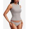 imageYEOREO Women Basic Mock Neck Workout Crop Top Sleeveless Double Lined Tank Tee Slim Fitted Ruched Going Out CamisoleGrey