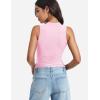 imageYEOREO Women Basic Mock Neck Workout Crop Top Sleeveless Double Lined Tank Tee Slim Fitted Ruched Going Out CamisoleLight Pink