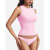 imageYEOREO Women Basic Mock Neck Workout Crop Top Sleeveless Double Lined Tank Tee Slim Fitted Ruched Going Out CamisoleLight Pink