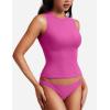 imageYEOREO Women Basic Mock Neck Workout Crop Top Sleeveless Double Lined Tank Tee Slim Fitted Ruched Going Out CamisolePink