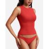imageYEOREO Women Basic Mock Neck Workout Crop Top Sleeveless Double Lined Tank Tee Slim Fitted Ruched Going Out CamisoleRed
