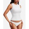imageYEOREO Women Basic Mock Neck Workout Crop Top Sleeveless Double Lined Tank Tee Slim Fitted Ruched Going Out CamisoleWhite