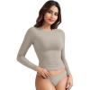 imageYEOREO Long Sleeve Shirts for Women y2k Tops Double Lined Basic Tee Crew Neck Going Out Sweeney Workout UndershirtSilver Grey