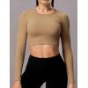 imageYEOREO Janelle Ribbed Open Back Top Womens Activewear TShirts Workout Yoga Gym Shirts Long Sleeve Tank Brown
