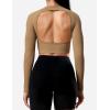 imageYEOREO Janelle Ribbed Open Back Top Womens Activewear TShirts Workout Yoga Gym Shirts Long Sleeve Tank Brown