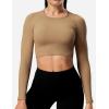 imageYEOREO Janelle Ribbed Open Back Top Womens Activewear TShirts Workout Yoga Gym Shirts Long Sleeve Tank Brown