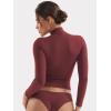 imageYEOREO Long Sleeve Workout Crop Mock Thermal Turtle Neck Double Lined Base Tops Shirts Women Sariah Y2k UndershirtAnkela Red