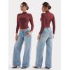 imageYEOREO Long Sleeve Workout Crop Mock Thermal Turtle Neck Double Lined Base Tops Shirts Women Sariah Y2k UndershirtAnkela Red