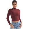 imageYEOREO Long Sleeve Workout Crop Mock Thermal Turtle Neck Double Lined Base Tops Shirts Women Sariah Y2k UndershirtAnkela Red