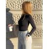 imageYEOREO Long Sleeve Workout Crop Mock Thermal Turtle Neck Double Lined Base Tops Shirts Women Sariah Y2k UndershirtBlack