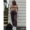 imageYEOREO Long Sleeve Workout Crop Mock Thermal Turtle Neck Double Lined Base Tops Shirts Women Sariah Y2k UndershirtBrown