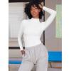 imageYEOREO Long Sleeve Workout Crop Mock Thermal Turtle Neck Double Lined Base Tops Shirts Women Sariah Y2k UndershirtWhite