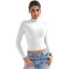 imageYEOREO Long Sleeve Workout Crop Mock Thermal Turtle Neck Double Lined Base Tops Shirts Women Sariah Y2k UndershirtWhite