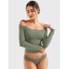 imageYEOREO Sophie Women Off Shoulder Long Sleeve Shirts Double Lined Basic Undershirt Y2K Going Out TopsArmy Green