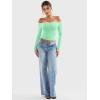 imageYEOREO Sophie Women Off Shoulder Long Sleeve Shirts Double Lined Basic Undershirt Y2K Going Out TopsAvocado Green