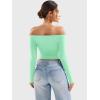 imageYEOREO Sophie Women Off Shoulder Long Sleeve Shirts Double Lined Basic Undershirt Y2K Going Out TopsAvocado Green