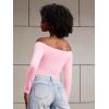 imageYEOREO Sophie Women Off Shoulder Long Sleeve Shirts Double Lined Basic Undershirt Y2K Going Out TopsCherry Pink