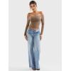imageYEOREO Sophie Women Off Shoulder Long Sleeve Shirts Double Lined Basic Undershirt Y2K Going Out TopsCoffee