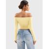 imageYEOREO Sophie Women Off Shoulder Long Sleeve Shirts Double Lined Basic Undershirt Y2K Going Out TopsCreamy Yellow